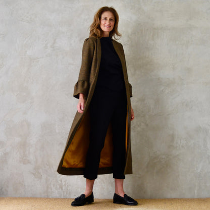 the delany coat in green-orange tiger eye tweed image 6