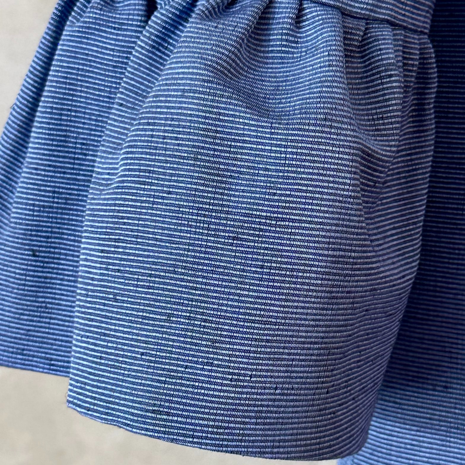 Blue Brocade A Line Bell Sleeve Coat – Sleeve Close Up