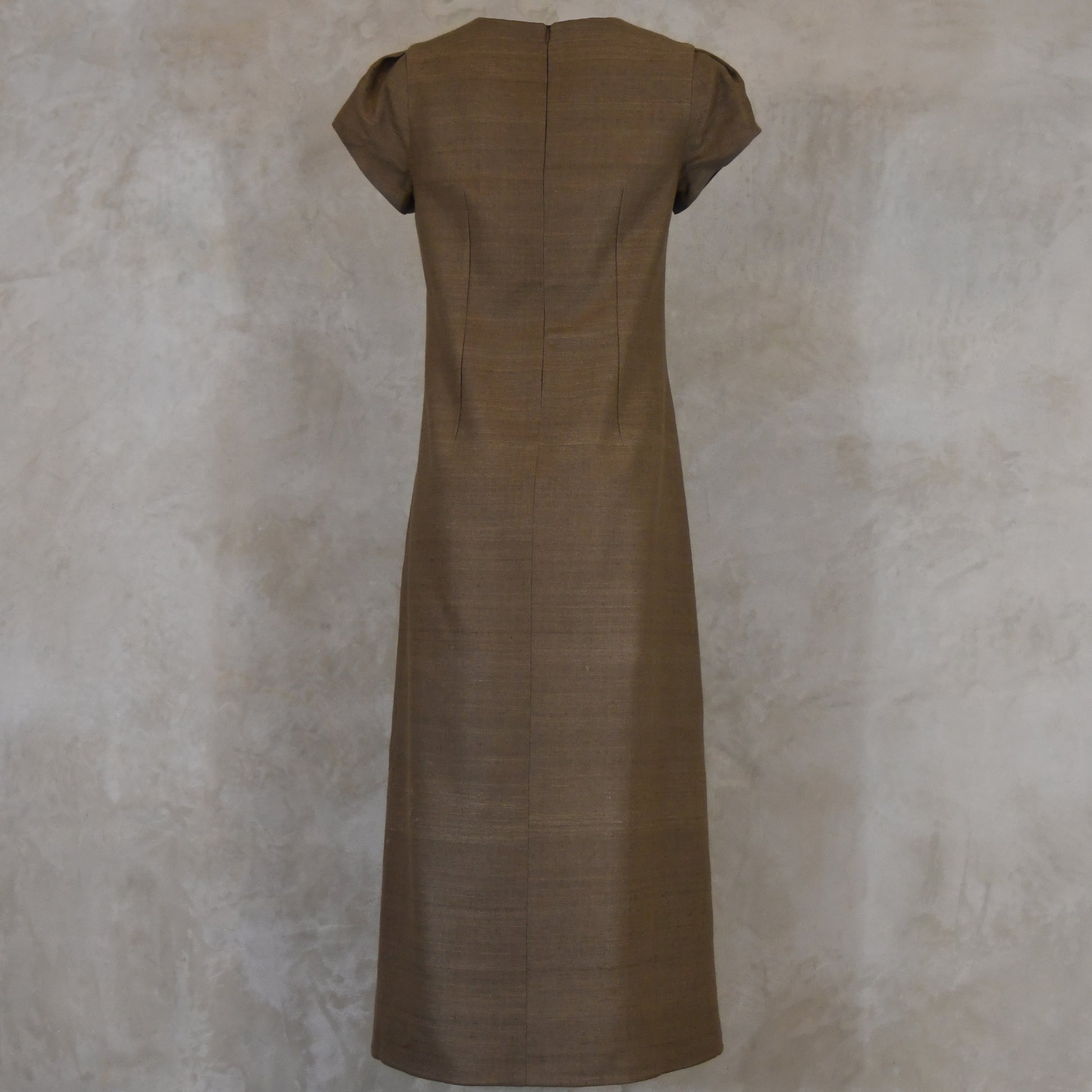 khaki silk matka burlison dress image 7