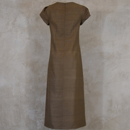 khaki silk matka burlison dress image 7