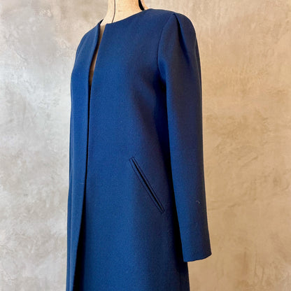 the bell coat in deep navy wool crepe image 5