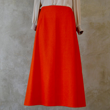 the simple a-line skirt in saffron silk matka image 0
