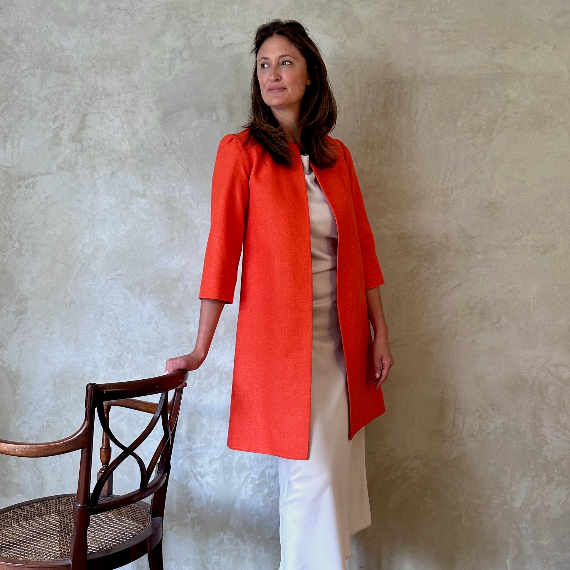 silk matka john coat in saffron orange image 3