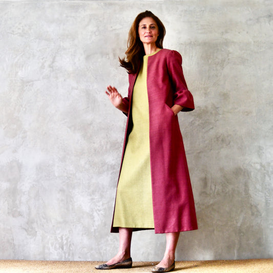 damson pink silk matka delany coat image 8