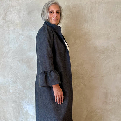 the brett coat in brown-black cashmere-lambswool herringbone flannel image 9