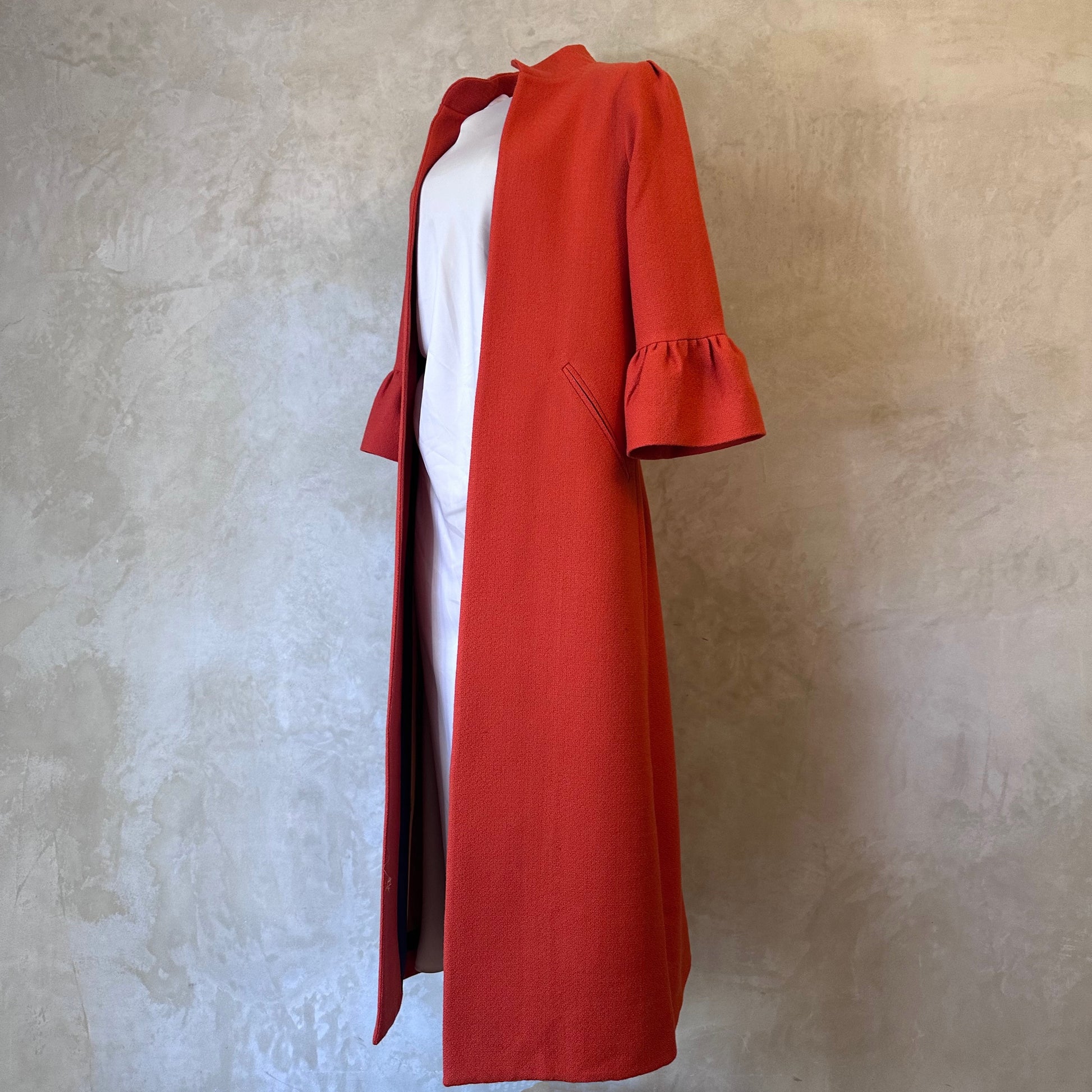 the delany coat in burnt orange wool crepe image 3