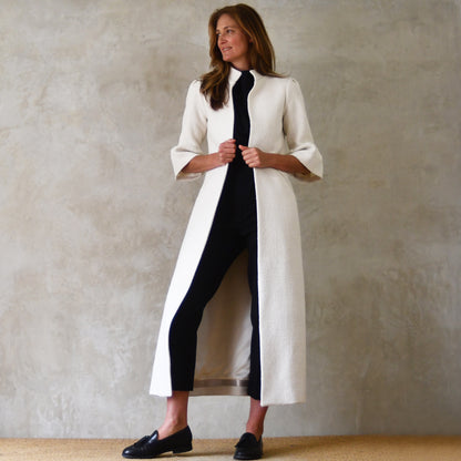 the delany coat in white silk boucle image 2