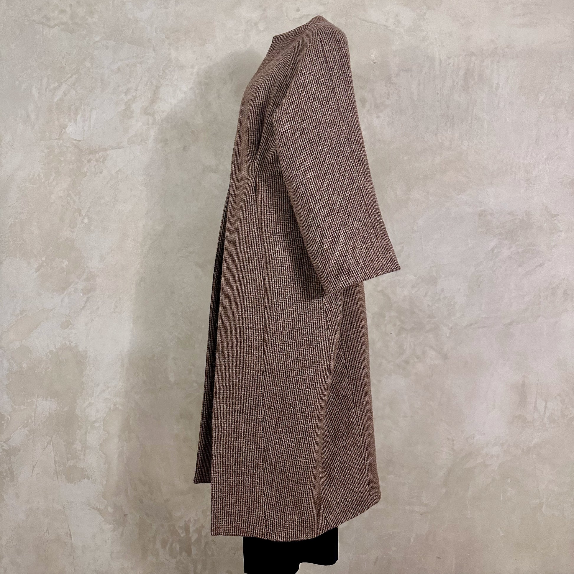 the long frink in small brown check lovat tweed image 8