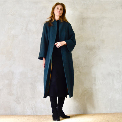 the long frink in bottle green wool boucle image 8