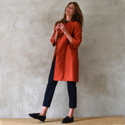 the ganz coat in orange flower brocade image 2