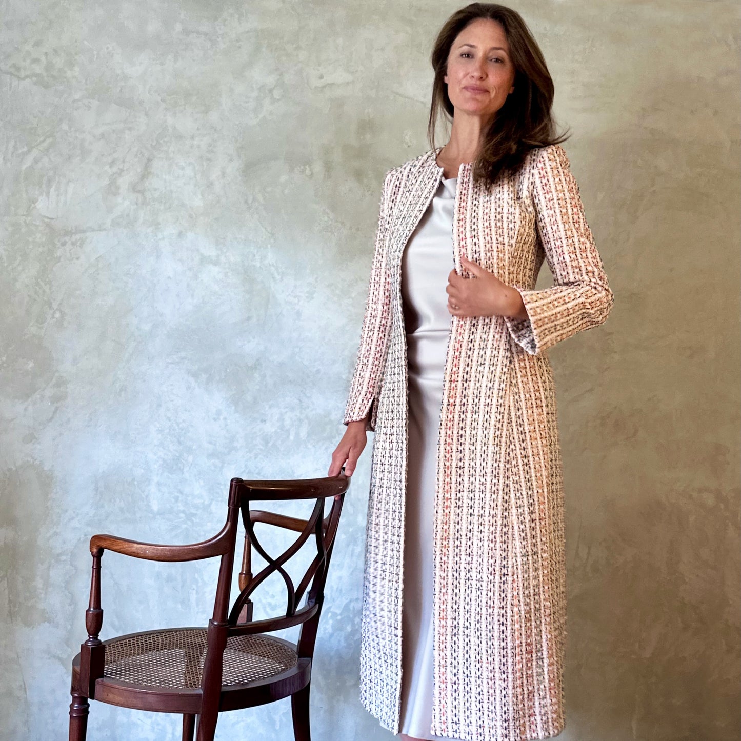 biffin coat in pale multicoloured boucle image 5