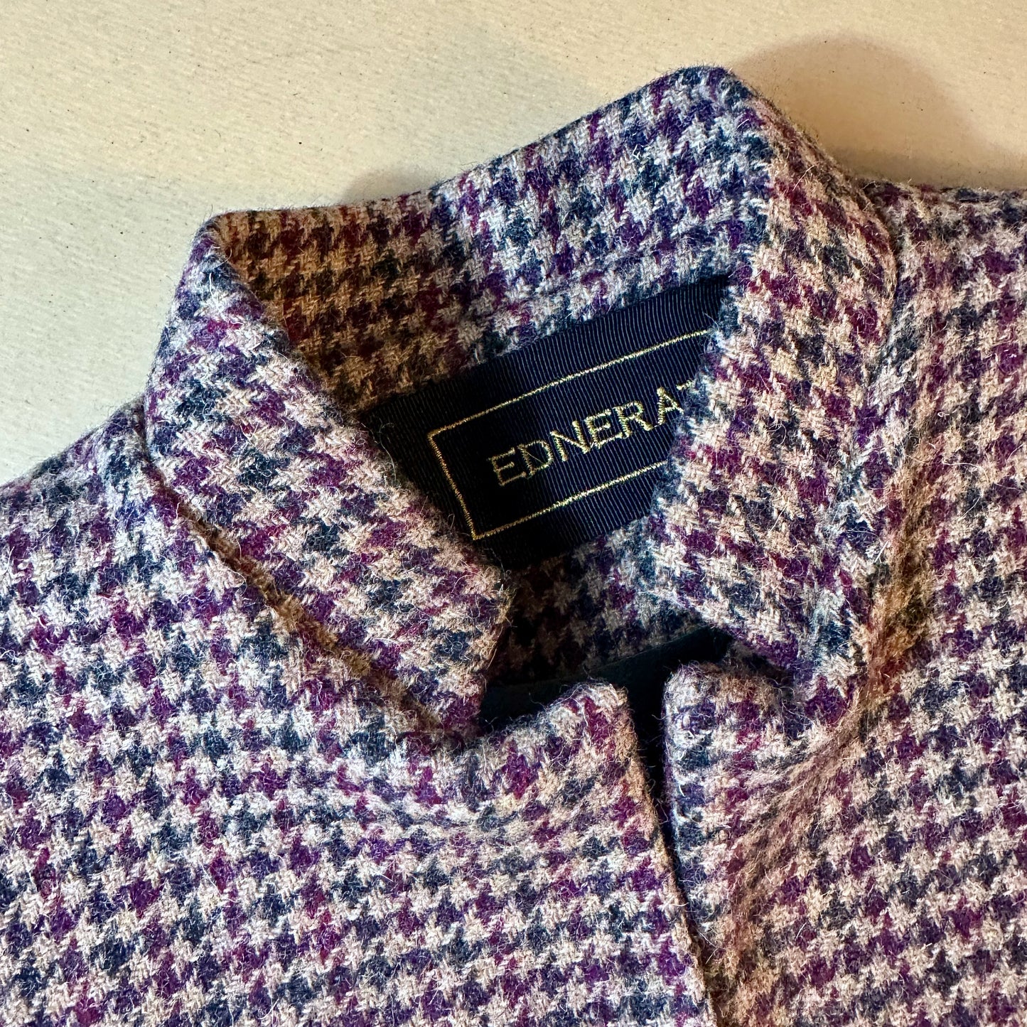 the clayton cape in camel, red and green check lovat tweed image 9