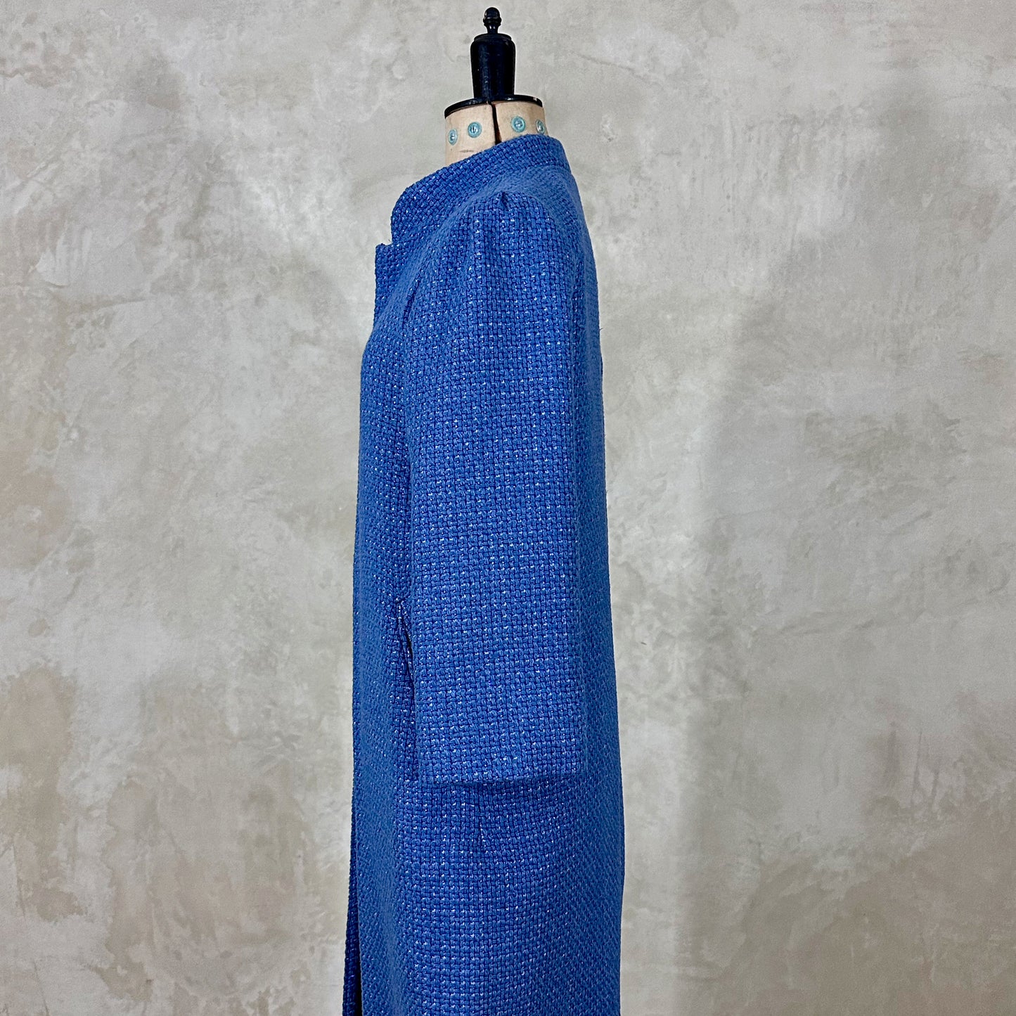 the nicholson coat in iridescent blue metallic bouclé image 7