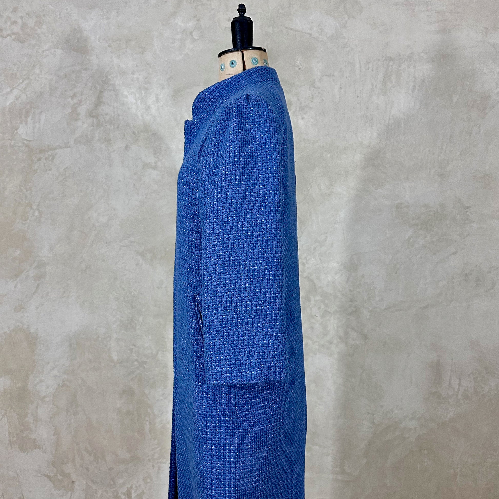 the nicholson coat in iridescent blue metallic bouclé image 7