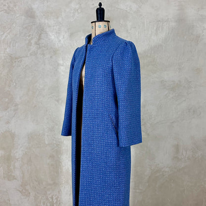 the nicholson coat in iridescent blue metallic bouclé image 3