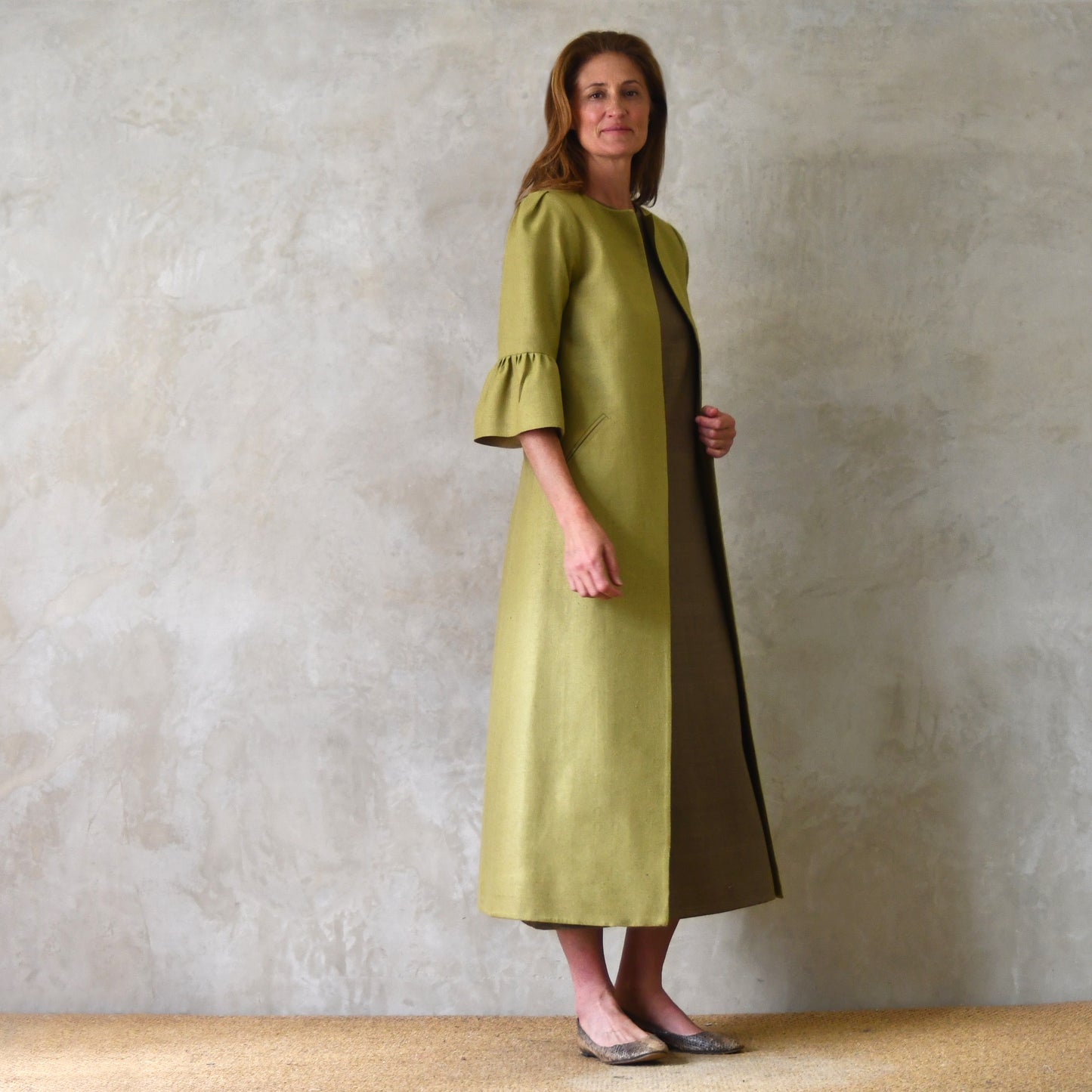 lime green silk matka delany coat image 6