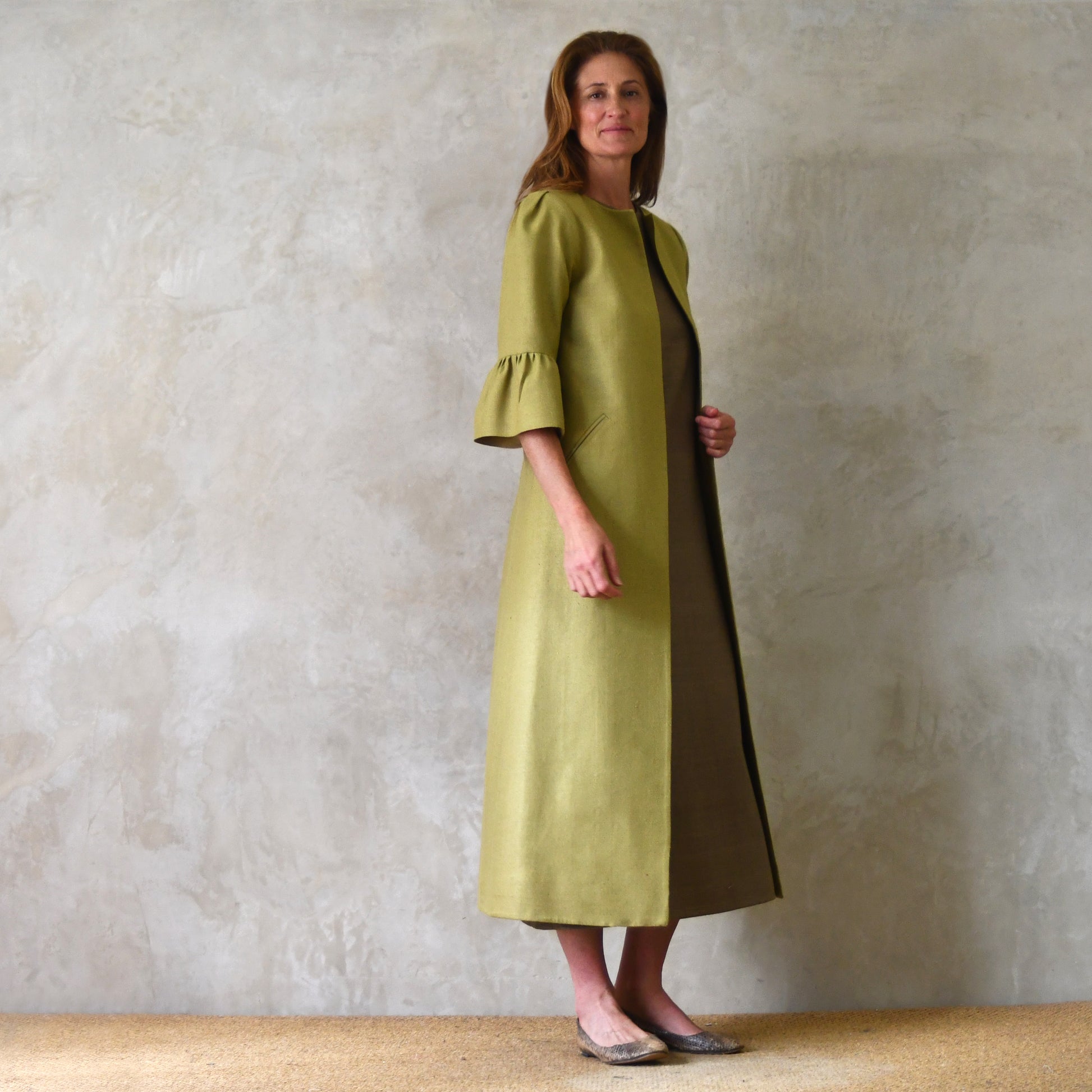 lime green silk matka delany coat image 6