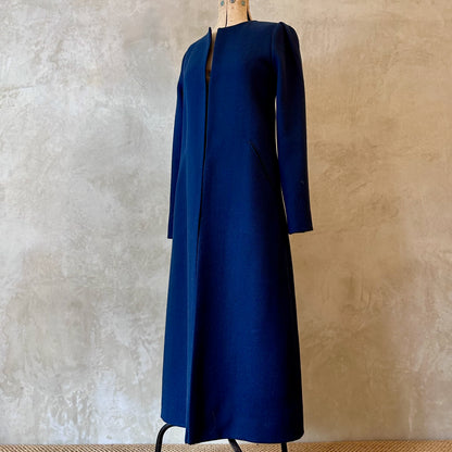 the bell coat in deep navy wool crepe image 0