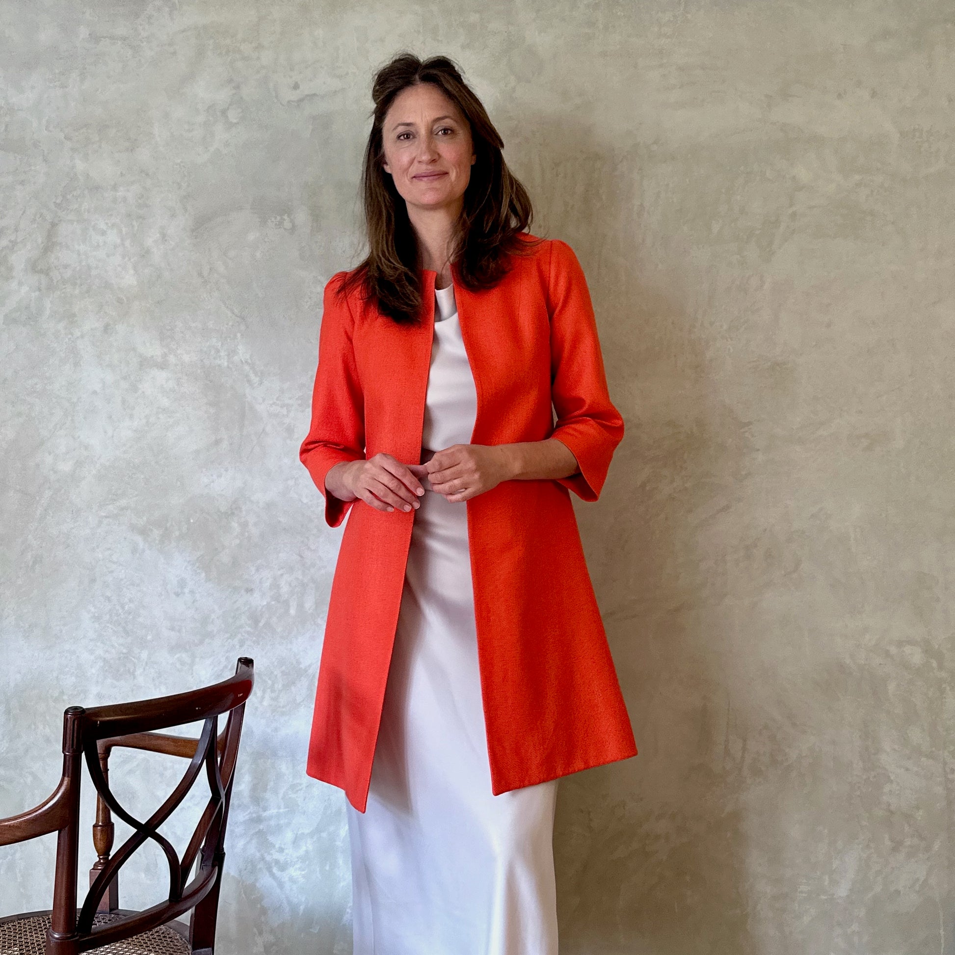 silk matka john coat in saffron orange image 6