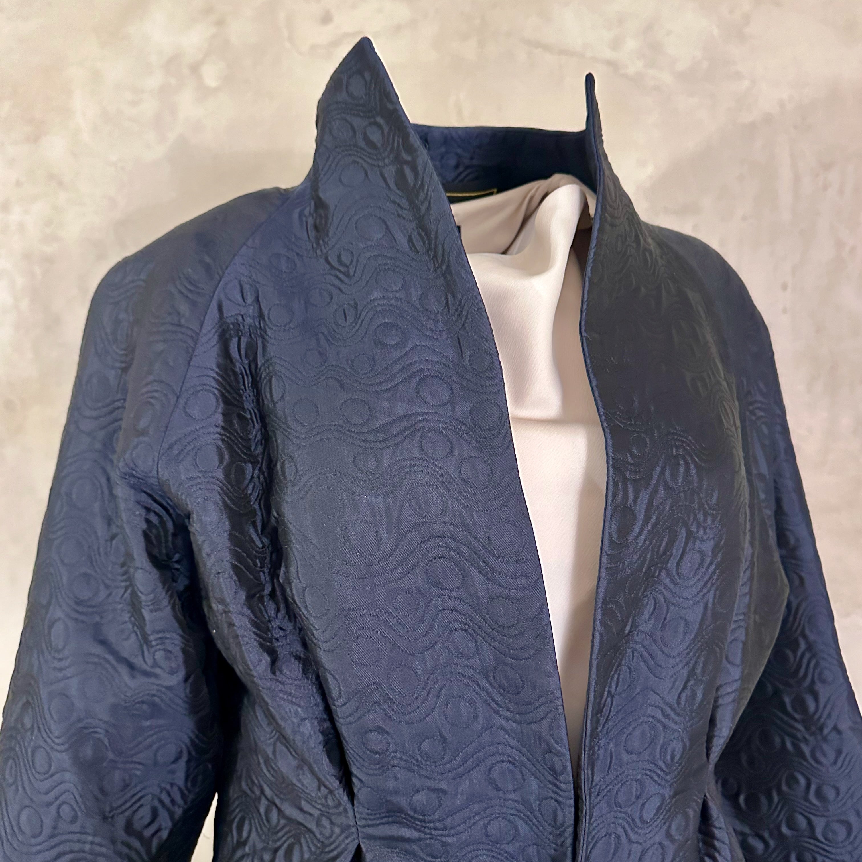 the long frink in dark navy bubble brocade image 12