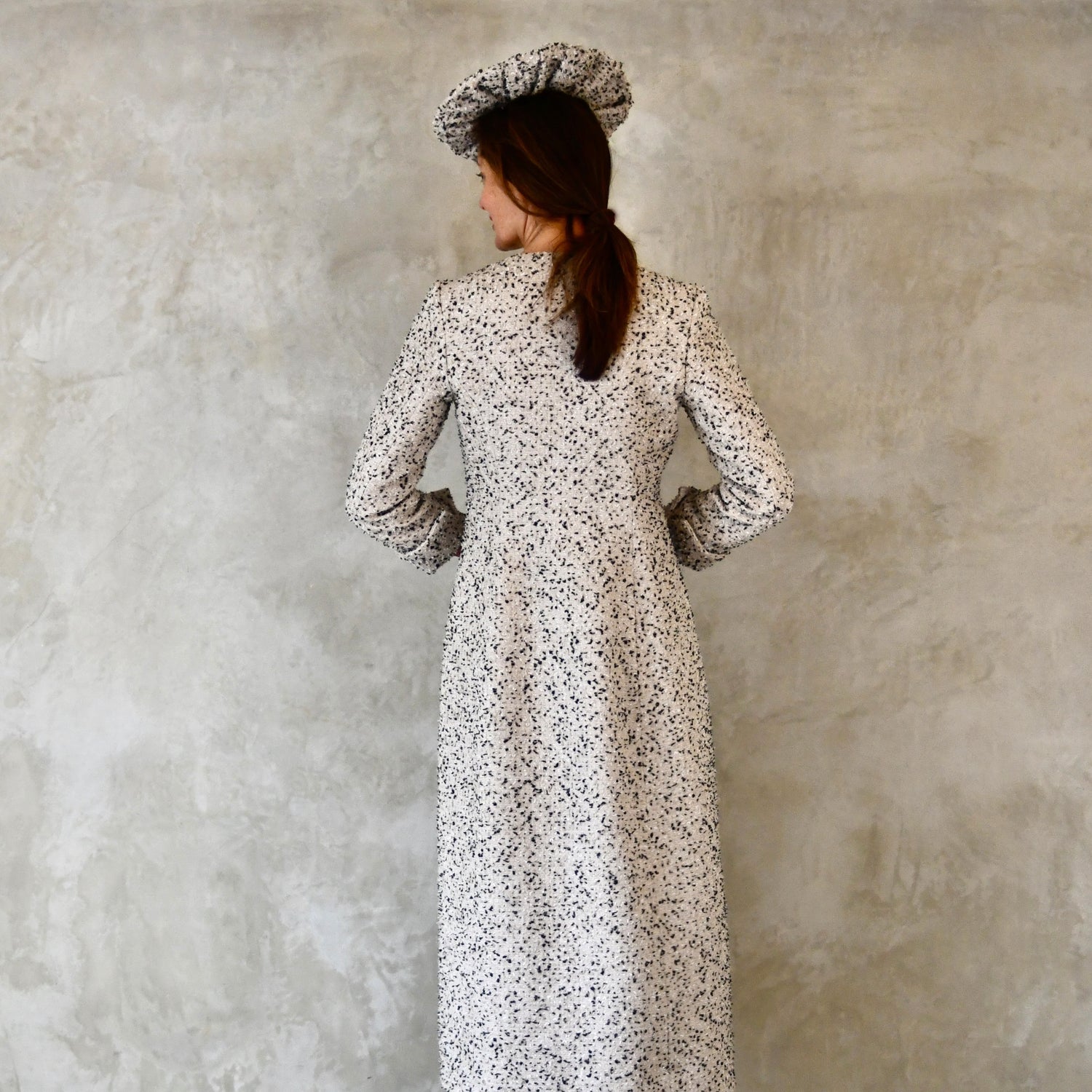 the biffin coat in offwhite, charcoal & silver boucle image 7