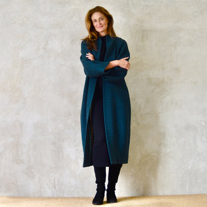 the long frink in bottle green wool boucle image 4