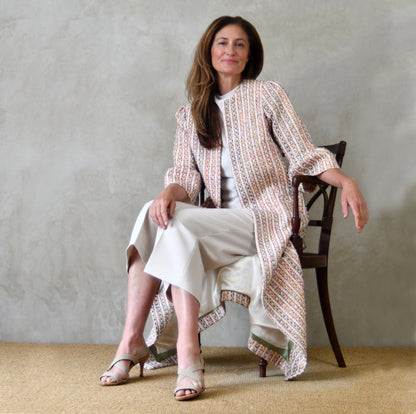 the brett coat in pale multicoloured boucle image 0