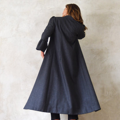 the delany coat in charcoal cashmere-lambswool herringbone flannel image 5