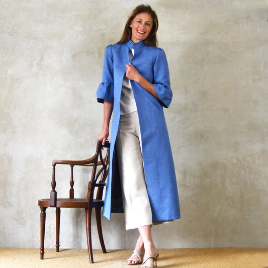 delany coat in blue ottoman stripe image 0