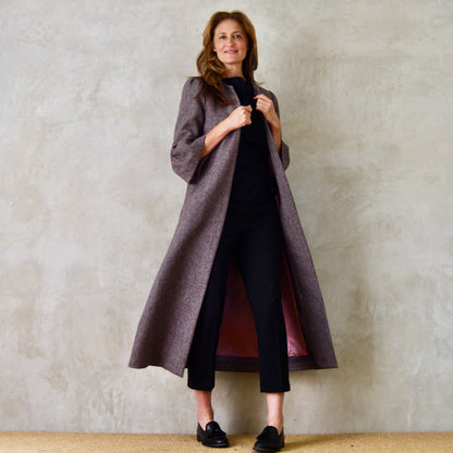 the delany coat in pink-grey tiger eye tweed image 1