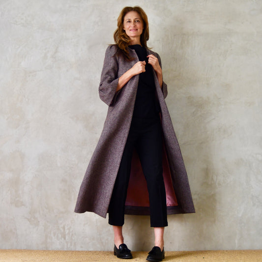 the delany coat in pink-grey tiger eye tweed image 1