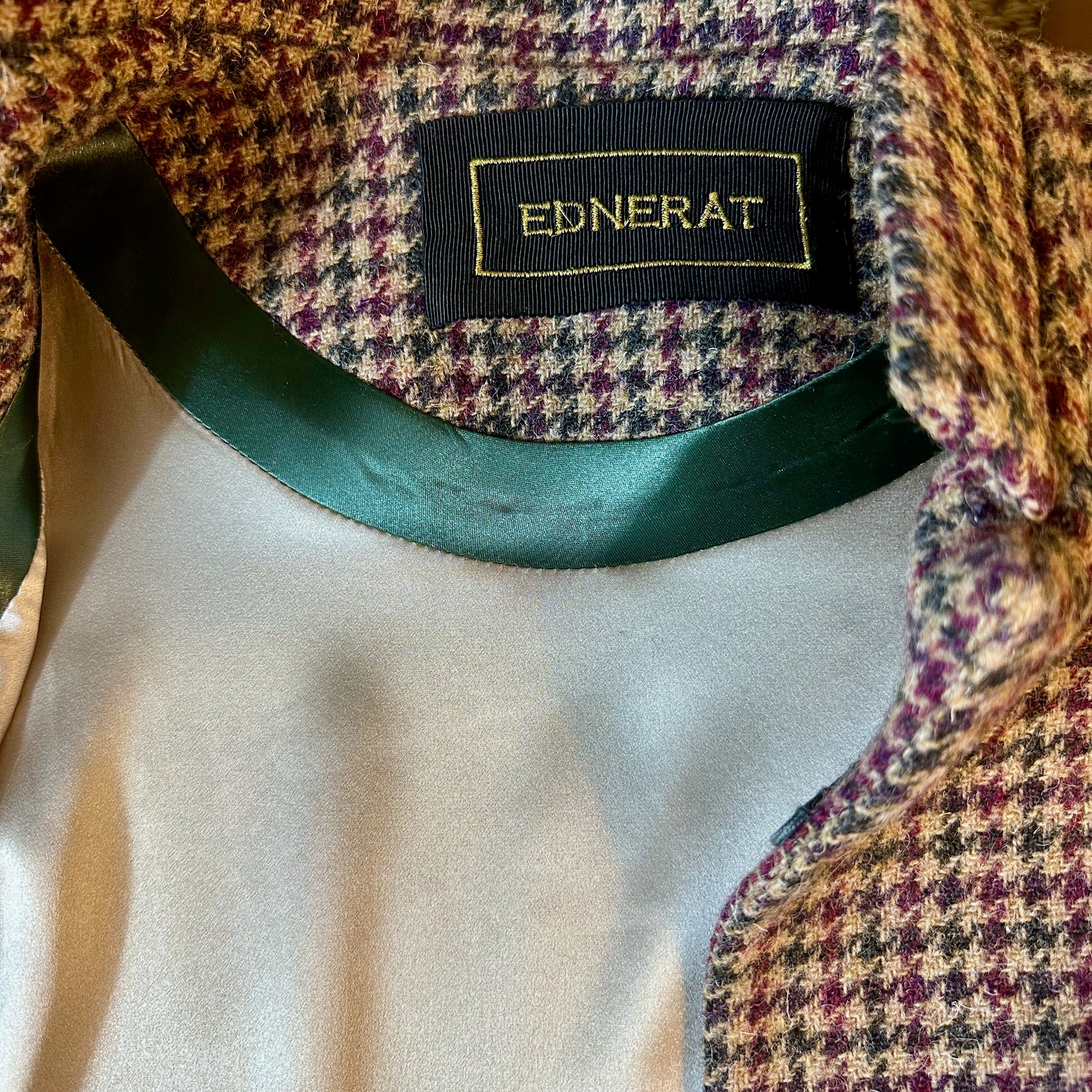 the clayton cape in camel, red and green check lovat tweed image 13