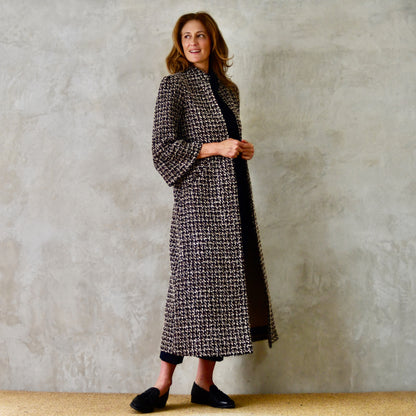 the delany coat in ivory, black, brown and copper bouclé image 5