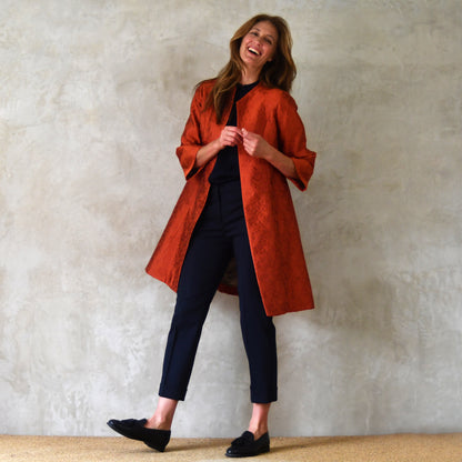 the ganz coat in orange flower brocade image 3