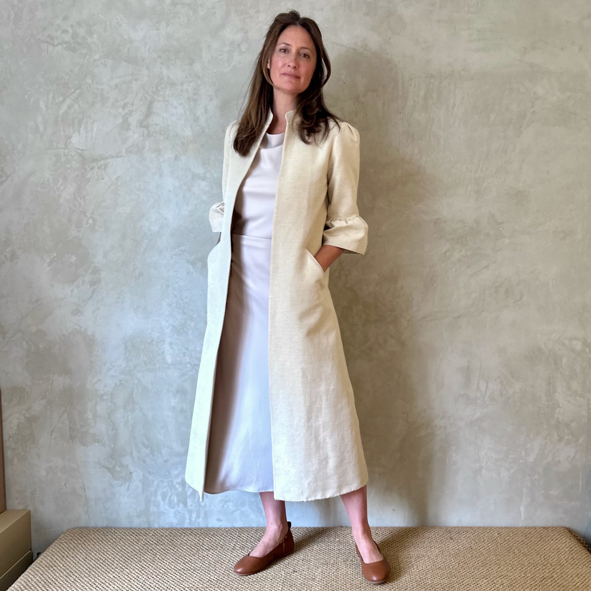 delany coat in cream ottoman stripe image 1