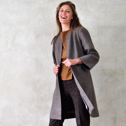 the john coat in fawn merino herringbone flannel image 1
