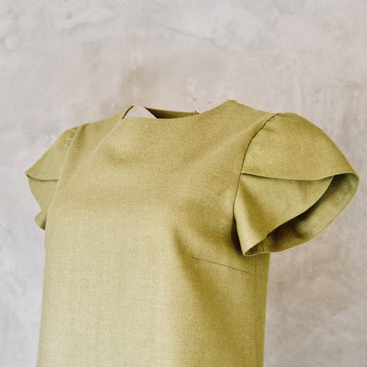 lime green silk matka bell dress image 13