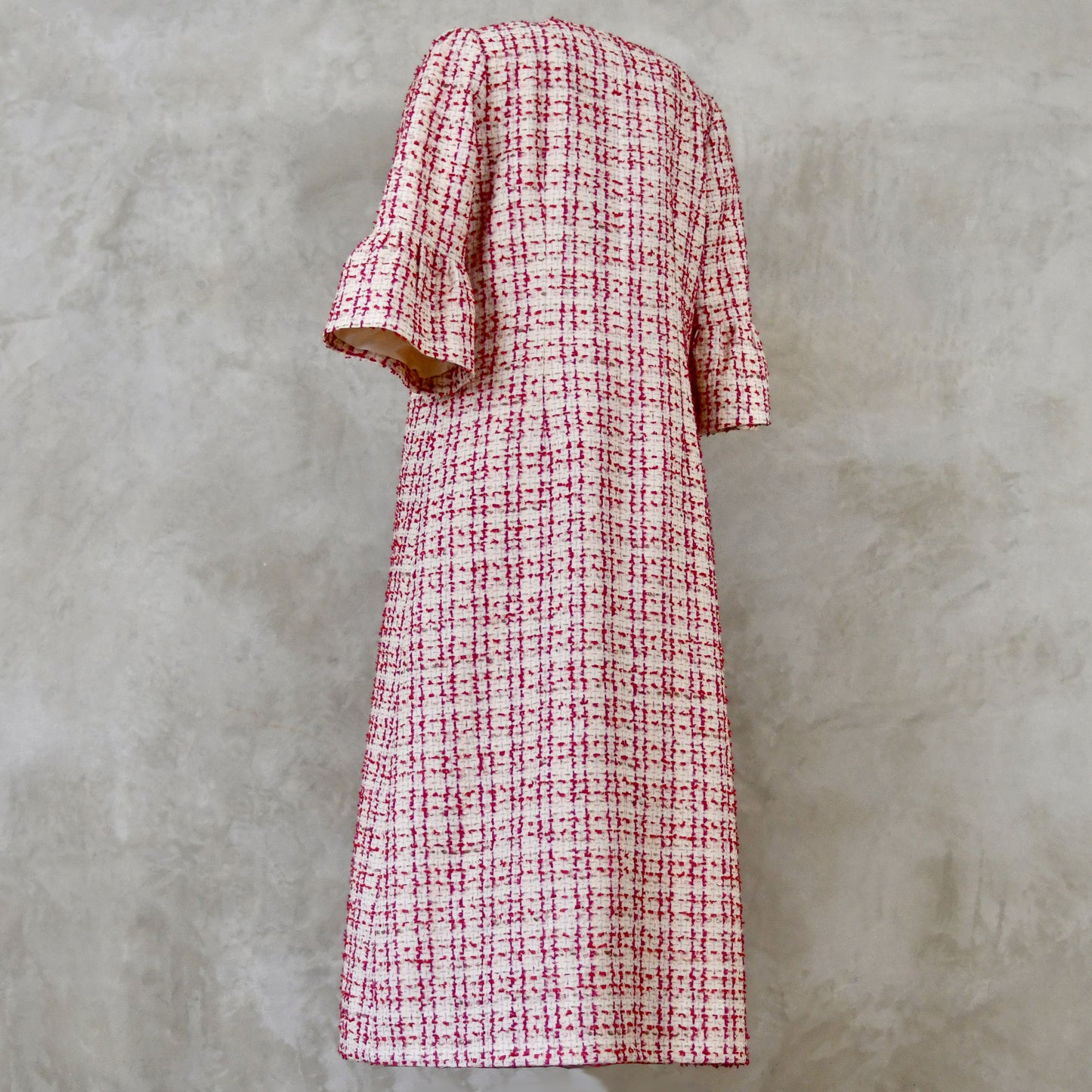 the brett coat in cream, red, pink and gold boucle image 9