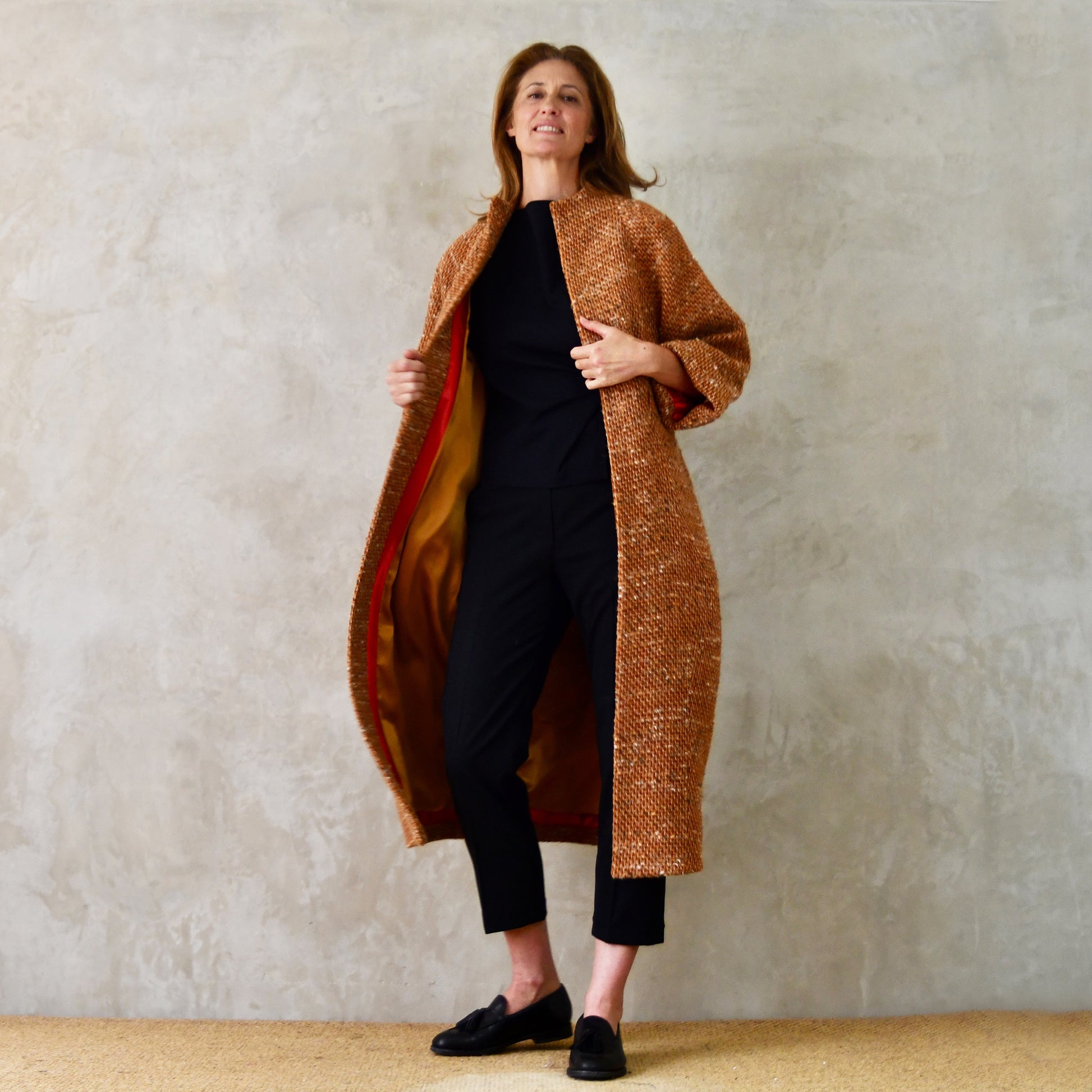 the long frink in burnt orange wool boucle image 7