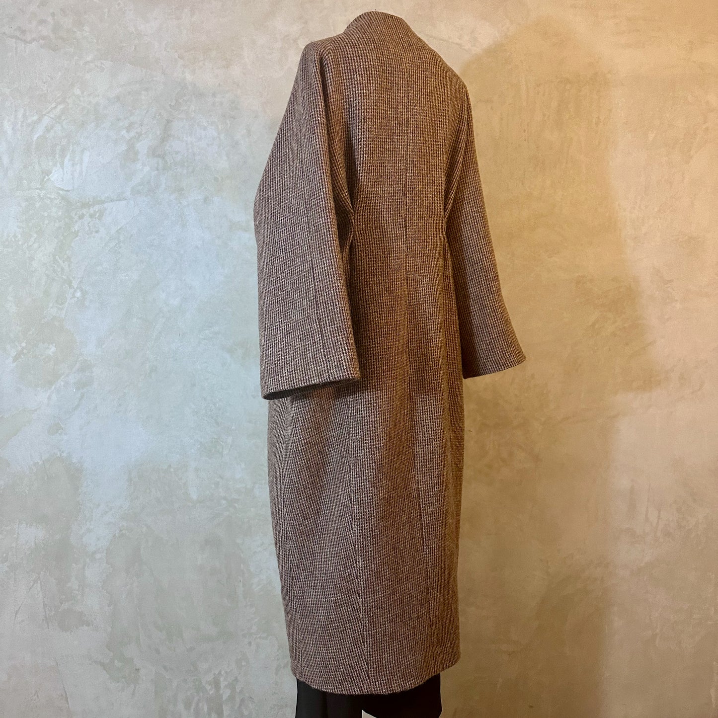 the long frink in small brown check lovat tweed image 2