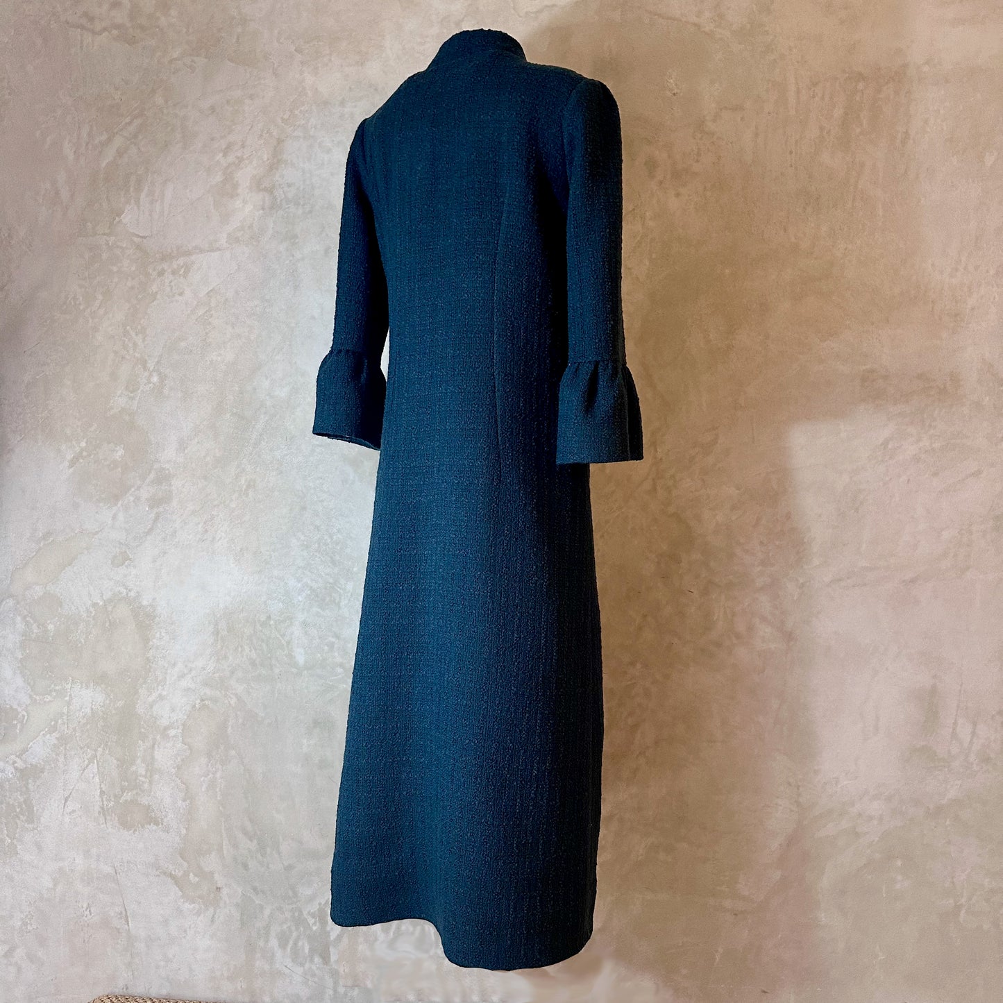 the delany coat in bottle green wool boucle image 7