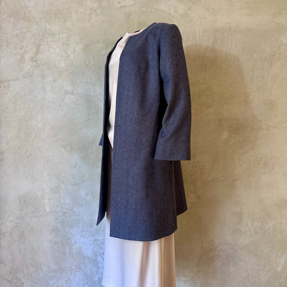 the garnett coat in blue herringbone lambswool tweed image 8