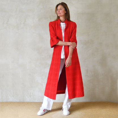 red boucle delany coat image 0