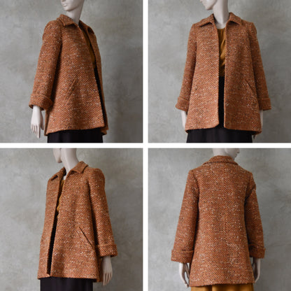 Chaqueta Swing de Mezcla de Lana Bouclé Naranja Quemado