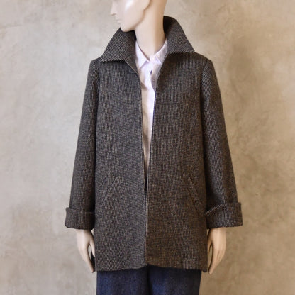 Swing Jacket in Warm Blue Check Lovat Tweed
