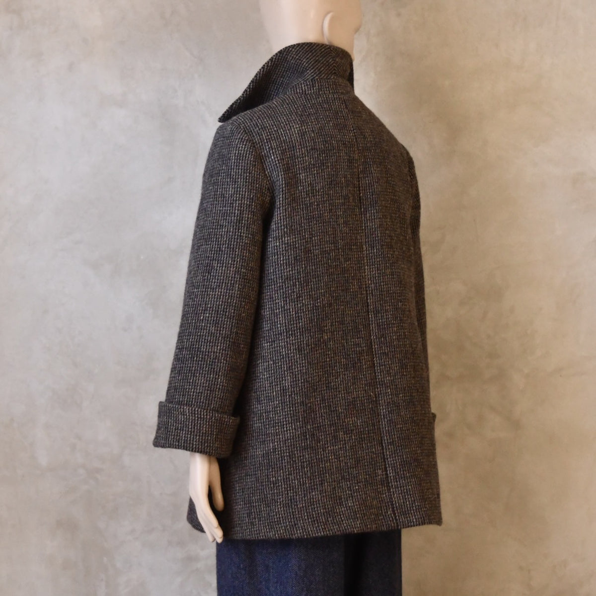 Swing Jacket in Warm Blue Check Lovat Tweed