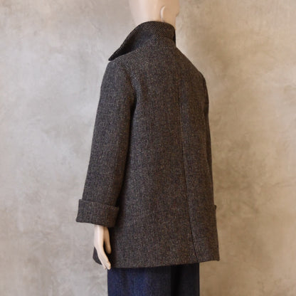 Swing Jacket in Warm Blue Check Lovat Tweed