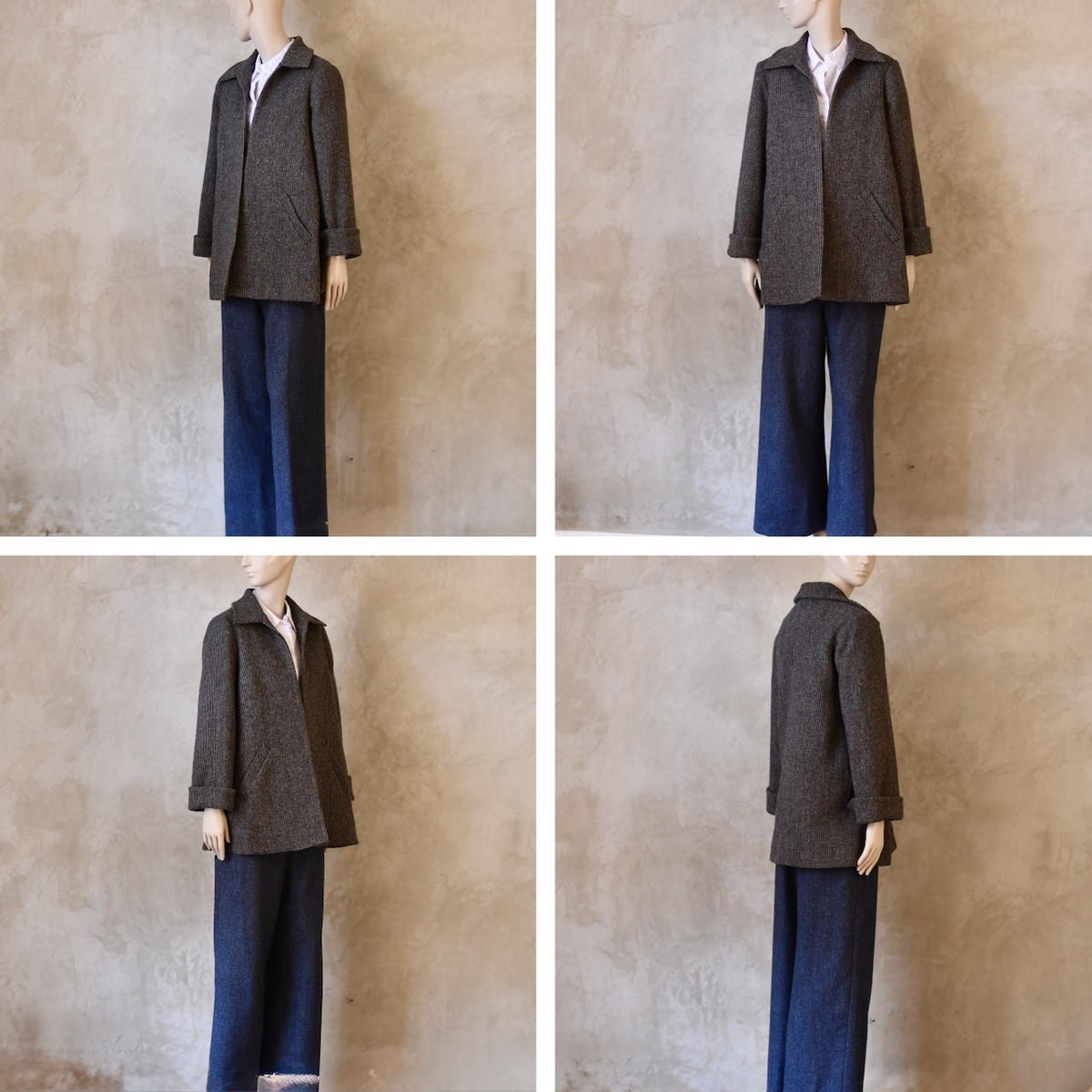 Swing Jacket in Warm Blue Check Lovat Tweed