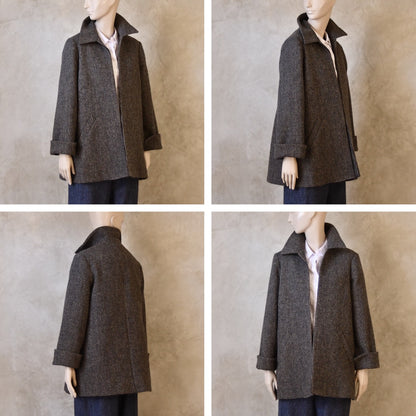 Swing Jacket in Warm Blue Check Lovat Tweed