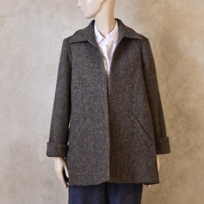 Swing Jacket in Warm Blue Check Lovat Tweed